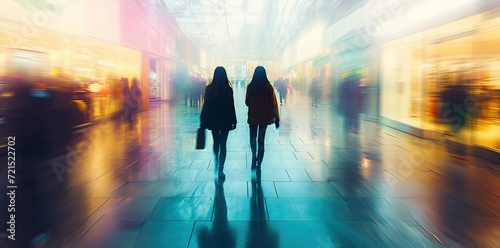 Blurred people walking in the shopping mall