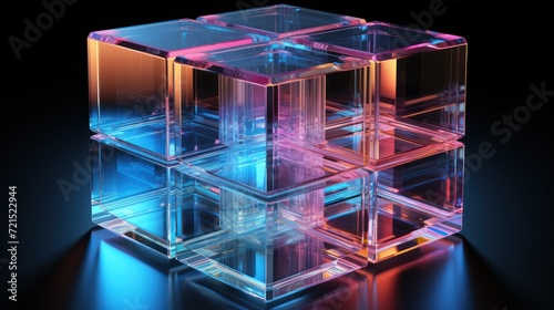 3d crystal glass cube with refraction UHD Wallpaper