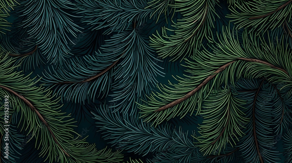 seamless background with coniferous branches pattern, coniferous, fir, 