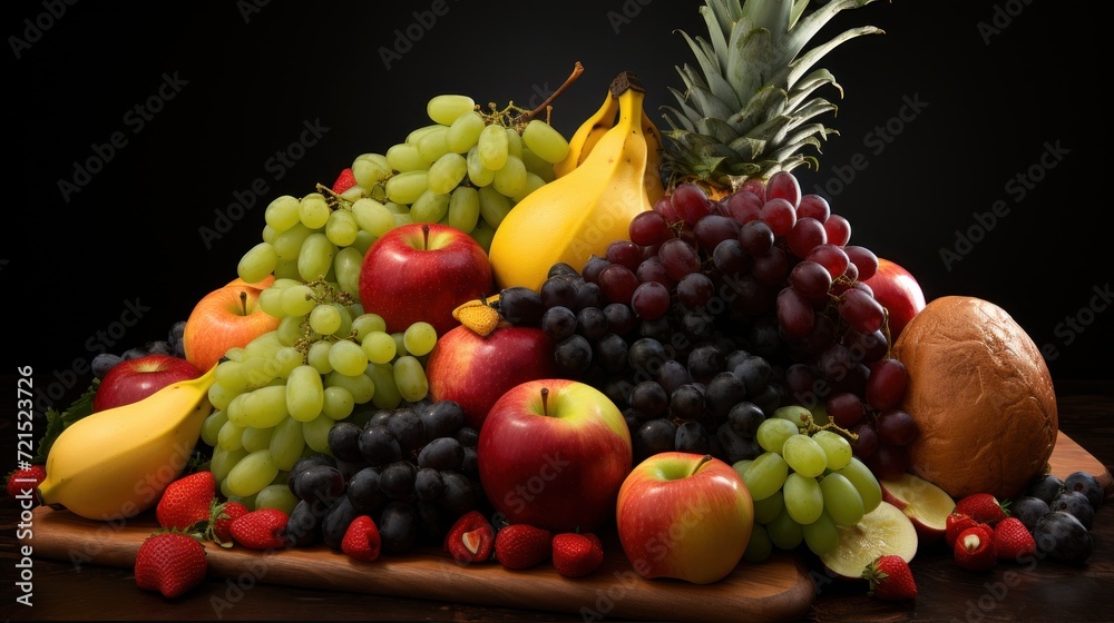 large board full of different fruits UHD Wallpaper