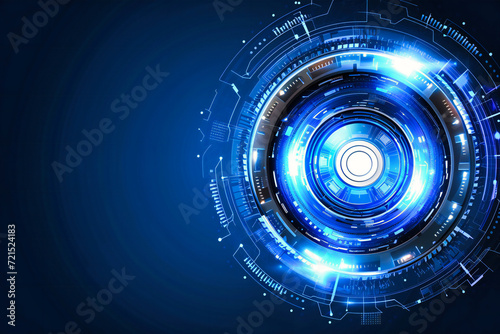 Futuristic Network Connections, Digital Blue Technology Background with Abstract Cyber Patterns