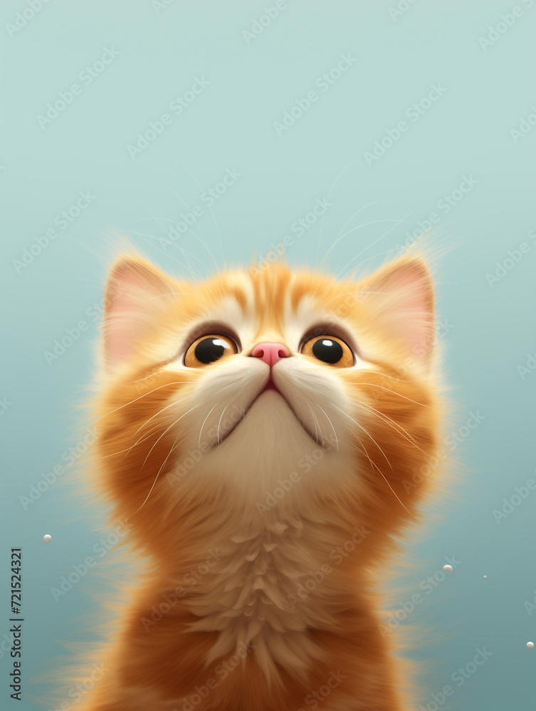 Fototapeta premium cat, cartoon, minimalism сreated with Generative Ai