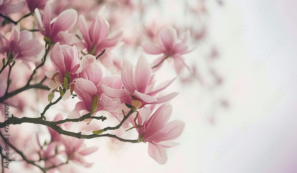 Pink magnolia tree blossom