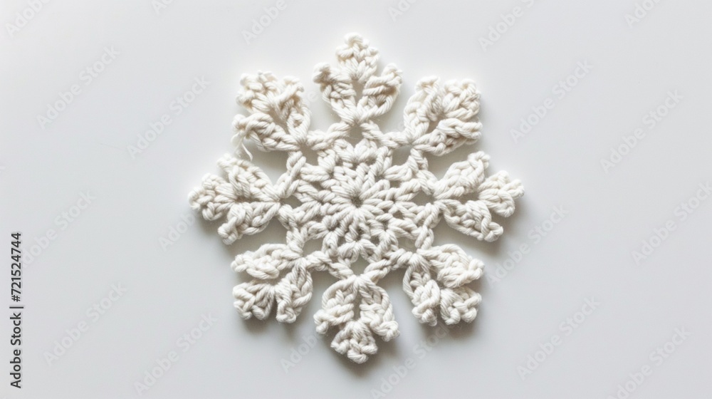 the charm of a carefully woven crochet snowflake emoji against a solid white background the charm of a carefully woven crochet snowflake emoji against a solid white background