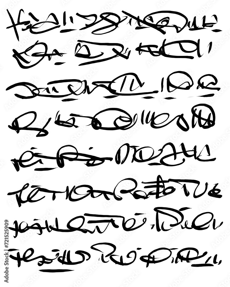 Abstract text. Imitation of a very old handwriting of an unknown ...