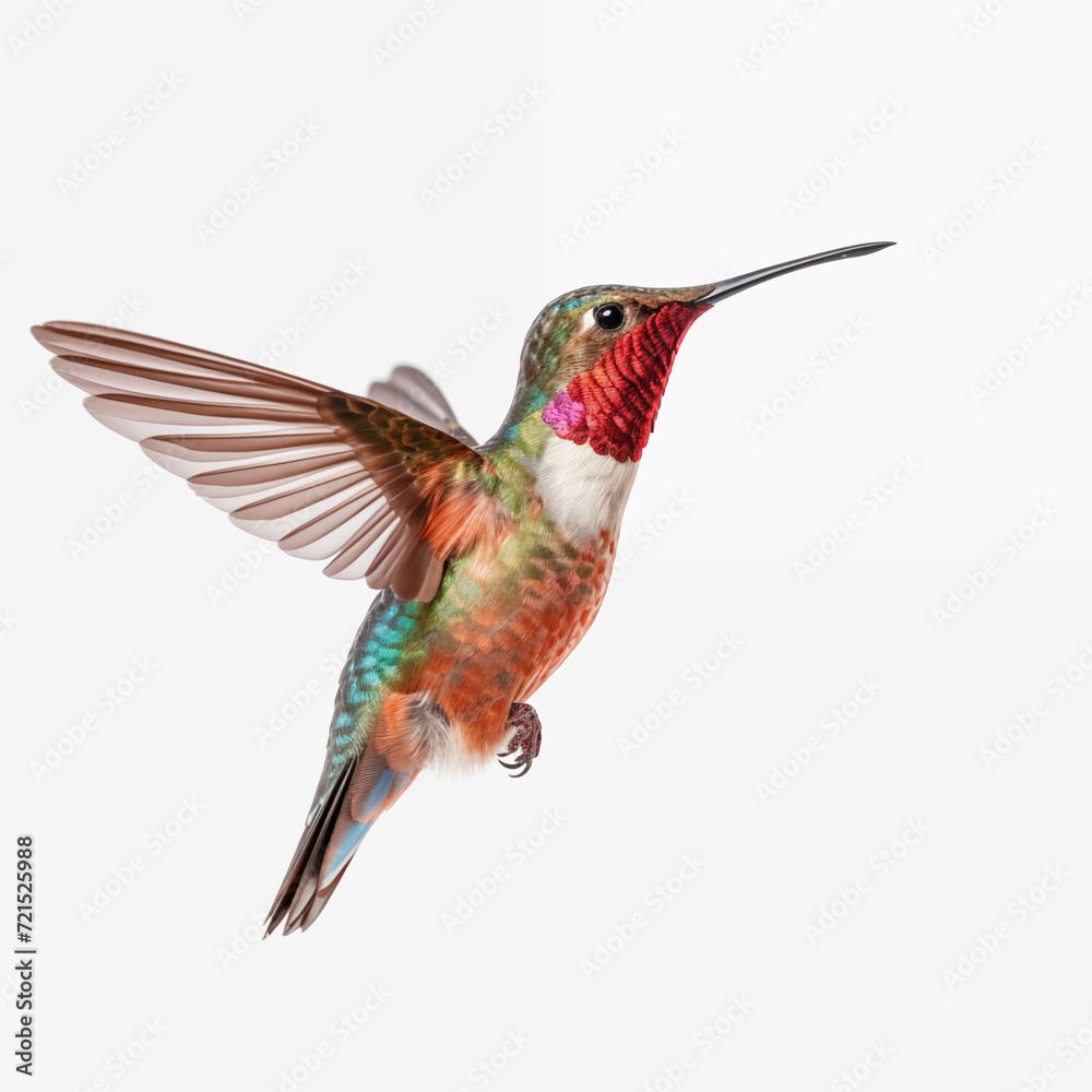 A detailed High quality portrait image of a Hummingbirds bird placed on a white background. A detailed High quality portrait image of a Hummingbirds bird placed on a white background.