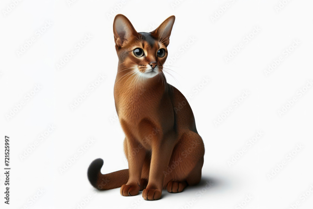 full body photo of a Abyssinian cat isolated on solid white background. ai generative
