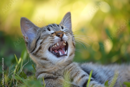 portrait of cat laughing or yawing