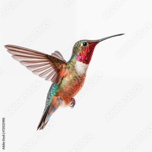 A detailed High quality portrait image of a Hummingbirds bird placed on a white background.