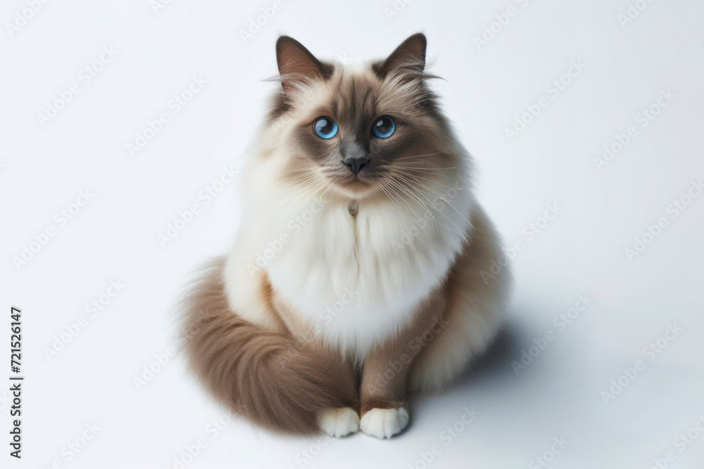 full body photo of a Balinese cat isolated on solid white background. ai generative