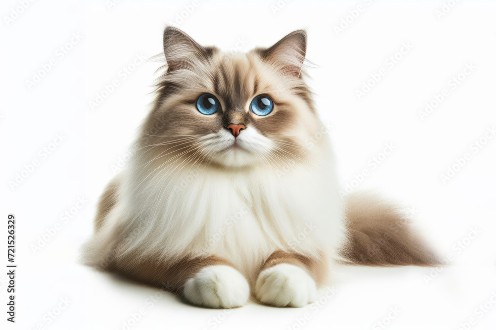 full body photo of a Birman cat isolated on solid white background. ai generative
