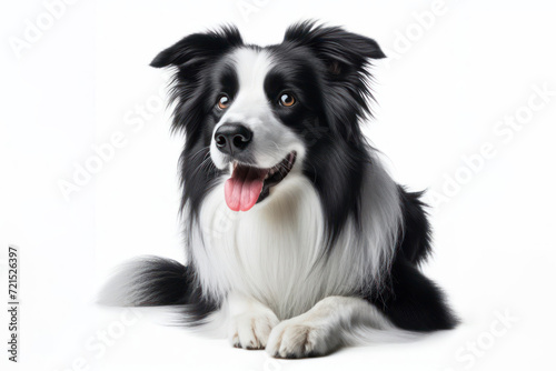 full body photo of a Border Collie dog isolated on solid white background. ai generative © Igor