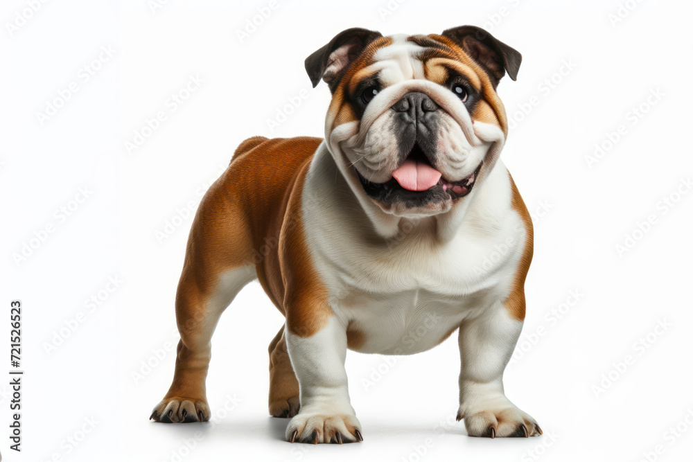 full body photo of a Bulldog dog isolated on solid white background. ai generative