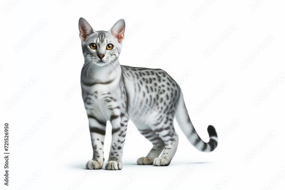 full body photo of a Egyptian Mau cat isolated on solid white background. ai generative full body photo of a Egyptian Mau cat isolated on solid white background. ai generative