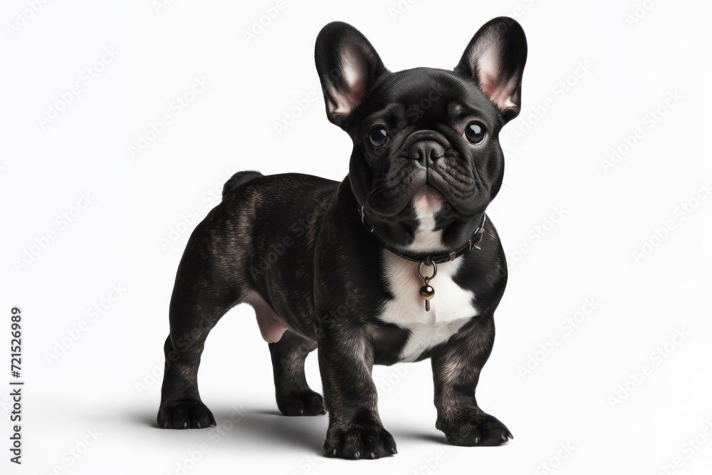 full body photo of a French Bulldog isolated on solid white background. ai generative