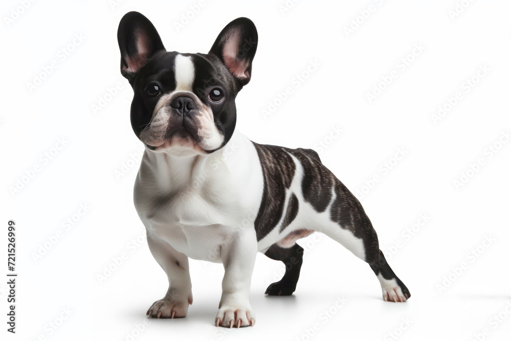 full body photo of a French Bulldog isolated on solid white background. ai generative