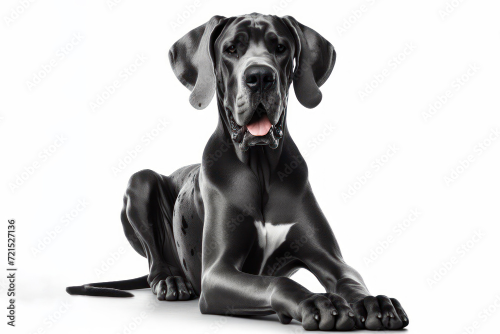 full body photo of a Great Dane dog isolated on solid white background. ai generative