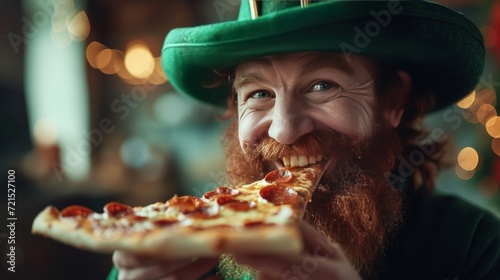 A cheerful company of young people celebrate St. Patrick's Day in an Irish pub