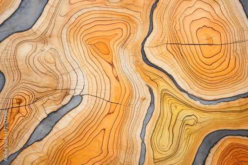 Top view of engraved wood grain on a tree trunk , stock photography сreated with Generative Ai © Andrii Yablonskyi
