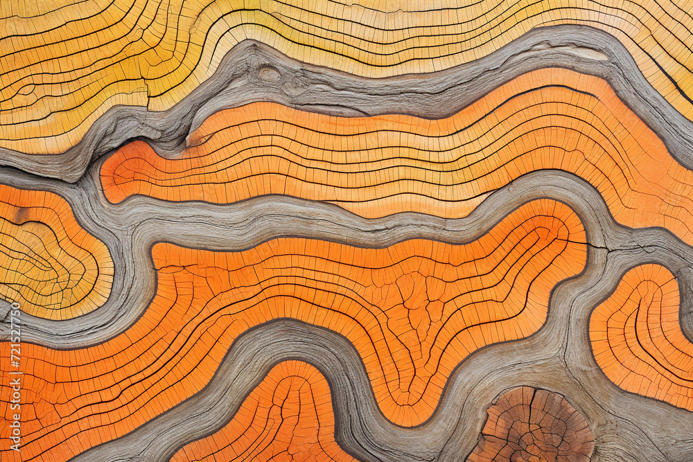 Top view of engraved wood grain on a tree trunk , stock photography сreated with Generative Ai