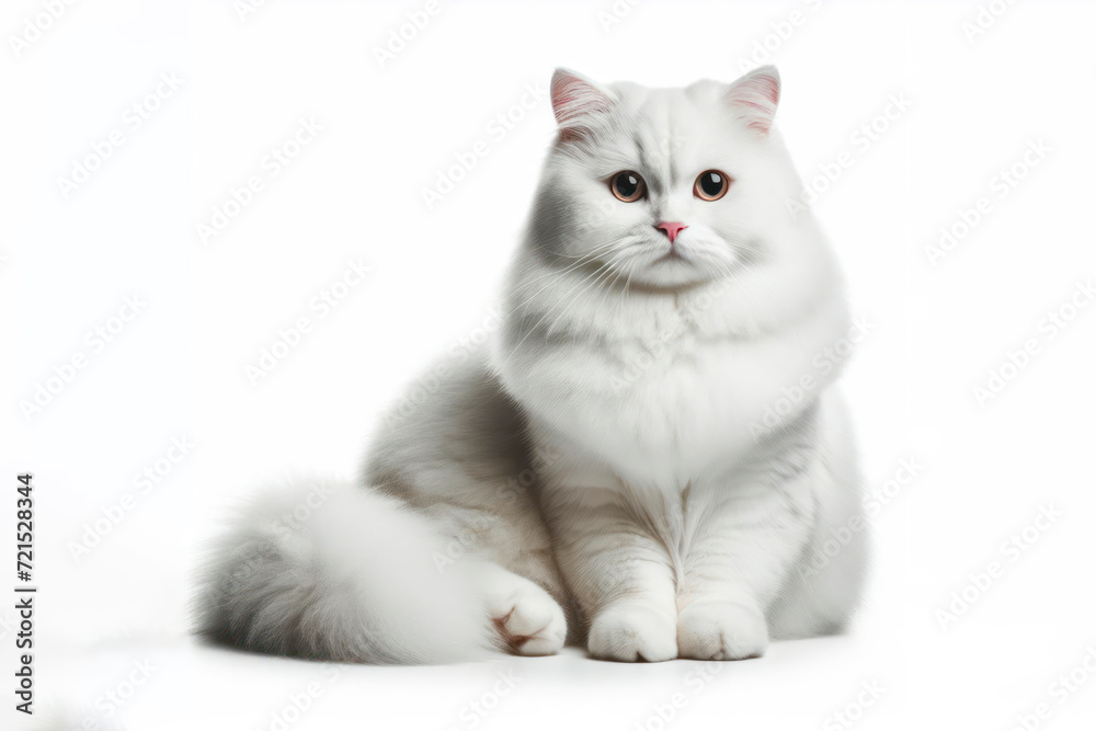full body photo of a white cat isolated on solid white background. ai generative