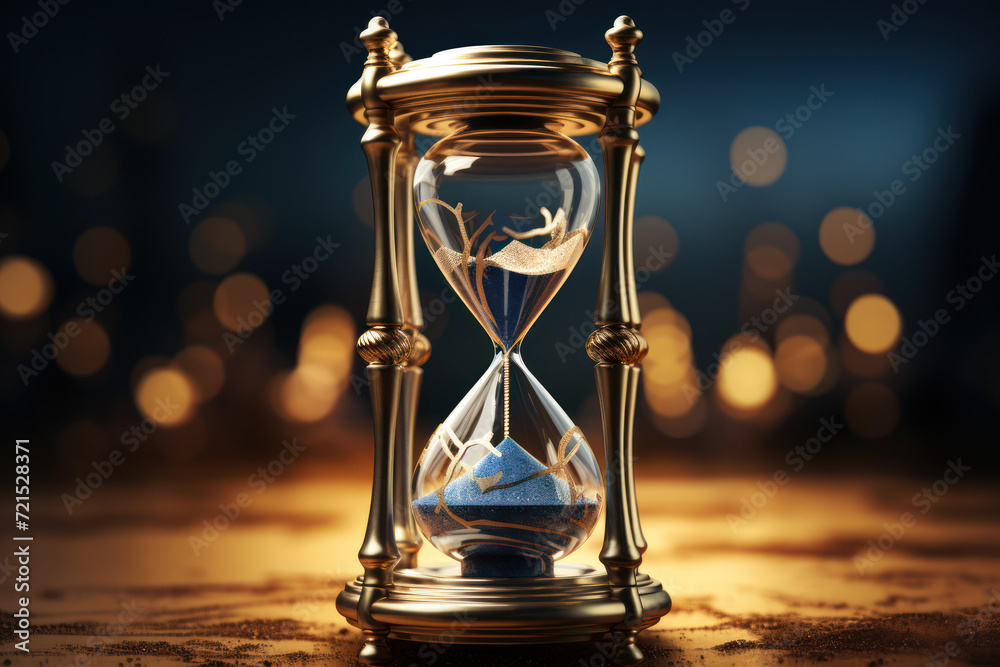A sophisticated hourglass icon, adorned with ornamental details ...