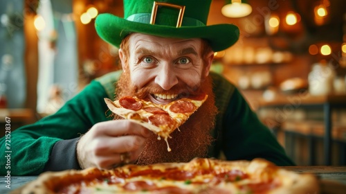 A cheerful company of young people celebrate St. Patrick's Day in an Irish pub