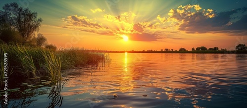 Captivating Beauty: A Breathtaking Sunset Over the Beautiful Danube Delta photo
