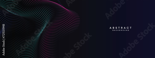 Abstract Blue, Green Gradient Flowing Dot Waving Particle geometric Technology Background. Digital Futuristic Purple, Pink Gradient Dotted Wave. Concept For Science, Music cover, website, header
