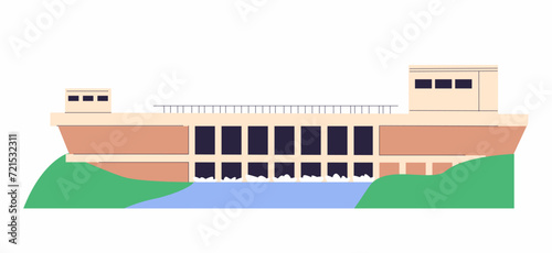 Hydroelectric power, water station. River dam. Hydropower, hydro energy concept. Renewable sustainable electricity.