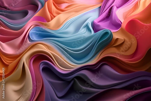 Abstract background with fabric texture with smooth pleats colorful multicolored photo