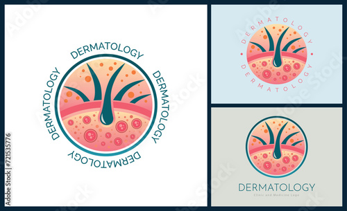 Dermatology skin care clinic and medicine logo template design for brand or company and other