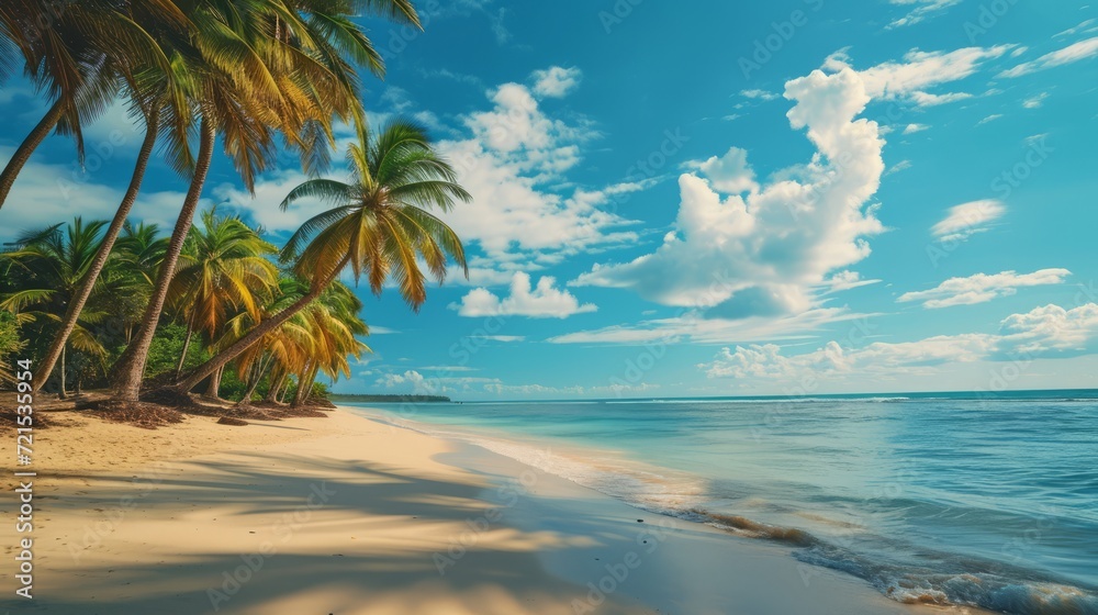 Sunny Tropical Paradise with Clear Blue Waters