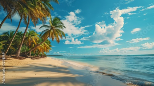 Sunny Tropical Paradise with Clear Blue Waters