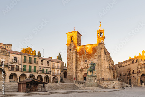 Wide-angle view of the beautiful Renaissance Plaza Mayor square in Trujillo, Extremadura photo