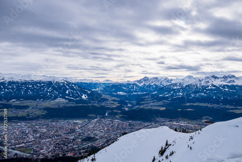 Top view of Innsbruk city during winter  Austria .