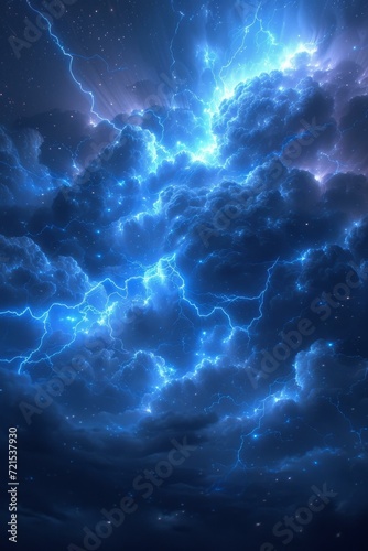 Blue and purple lightning storm