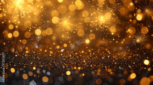 Golden glitter background with glowing stars