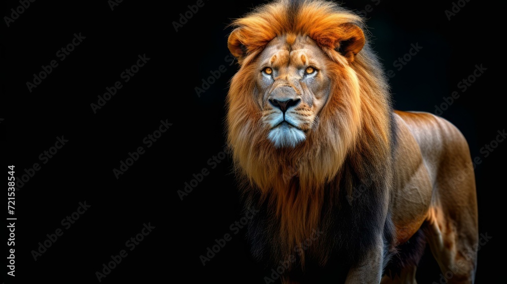 A majestic lion with a dark background