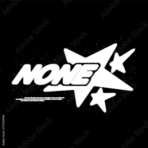 Streetwear Y2K print. Grunge blurred logo with star. Vector