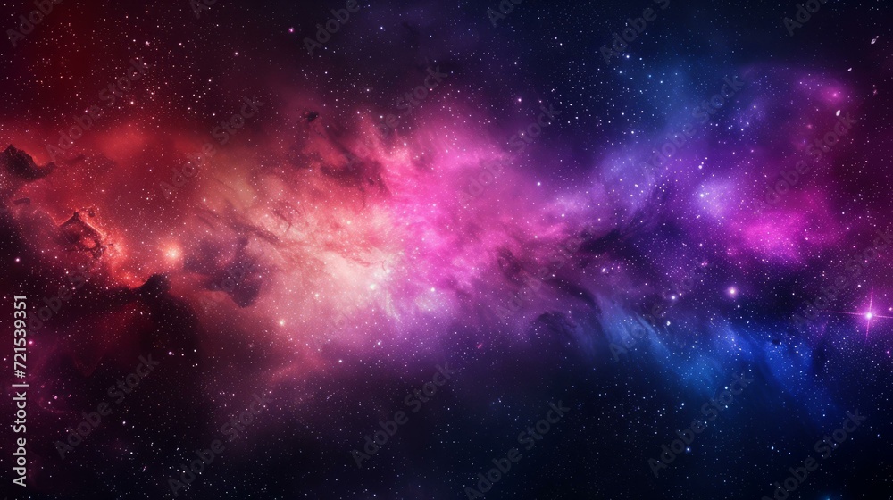 Interstellar space with glowing colorful nebulae and stars