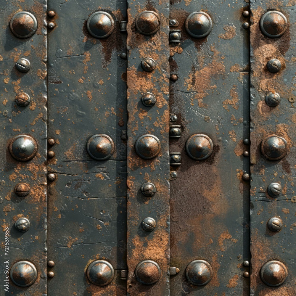 Rusted metal door with rivets