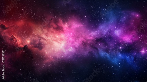 Interstellar space with glowing colorful nebulae and stars © Molostock