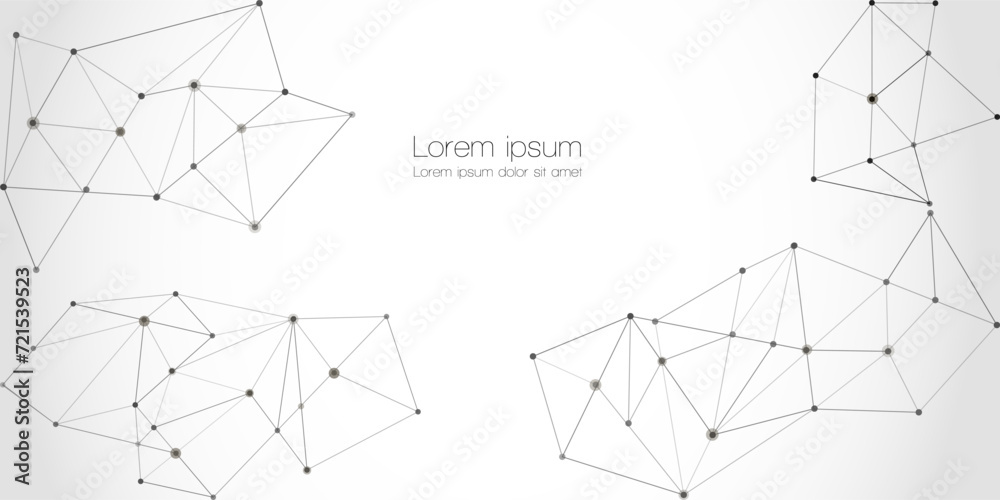 Abstract technology Network nodes, digital connection background with polygonal shapes on white Vector. science technology, data structure, connected points, web.