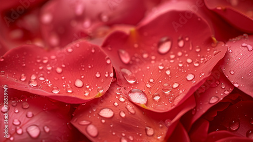 Rose petals adorned with dewdrops  presenting a romantic and warm scene of nature s tender adornment