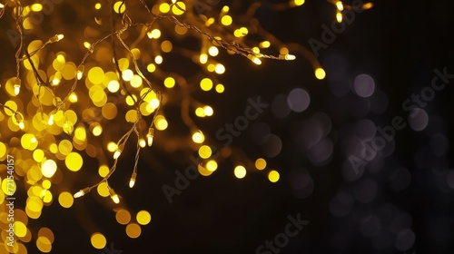 Glowing yellow fairy lights with blurred background