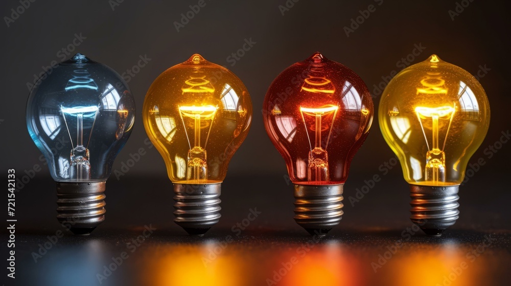 Four light bulbs of different colors Four light bulbs of different colors