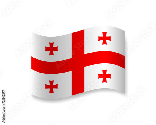 Flag of Georgia flat icon. Wavy vector element with shadow. Best for mobile apps, UI and web design.