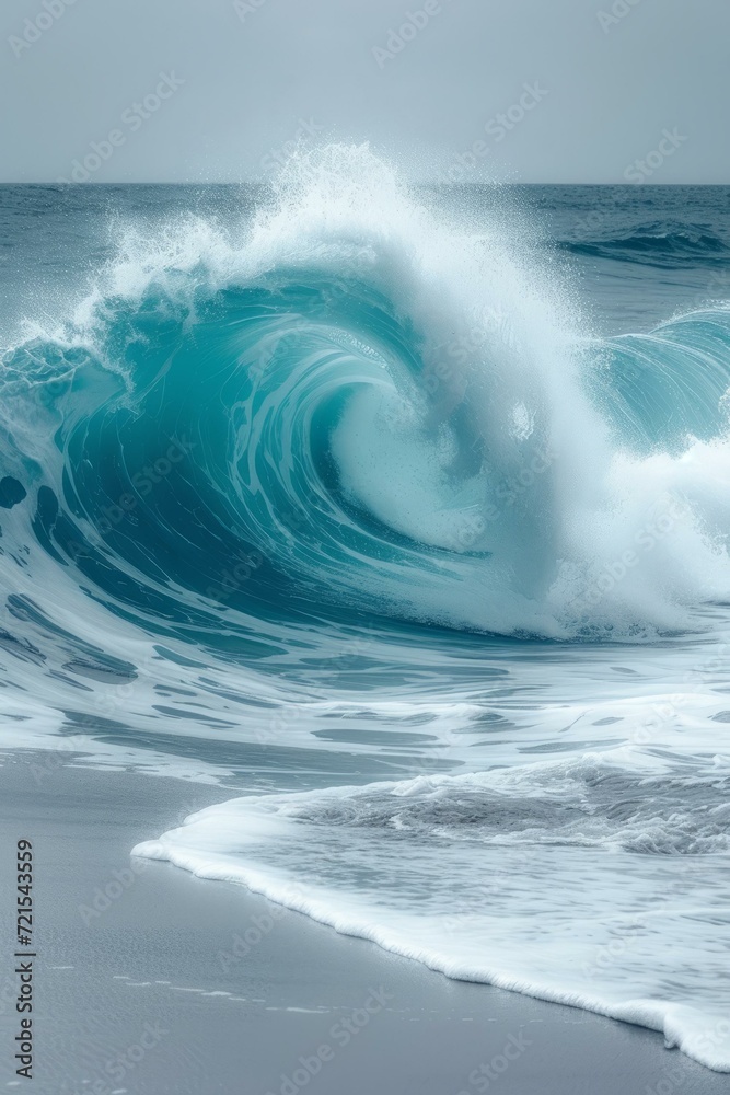 Obraz premium A large wave about to break on the shore