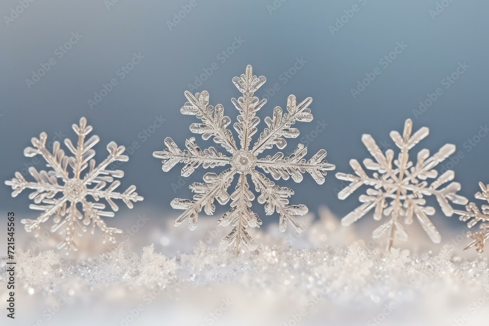 Close-up of snowflakes on snow